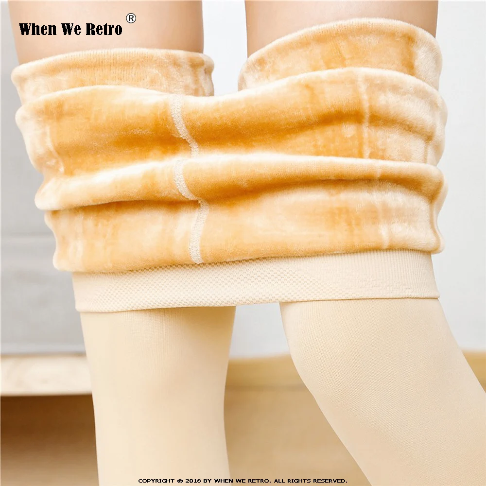 Когда мы ретро теплые женские эластичные бархатные зимние леггинсы до щиколотки
