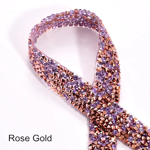 Rose Gold 1 ярд/лот ширина 3 см много цветов стразы окантовка серебряные стразы окантовка пояса стразы Обрезка DIY B3681 - Цвет: Rose Gold