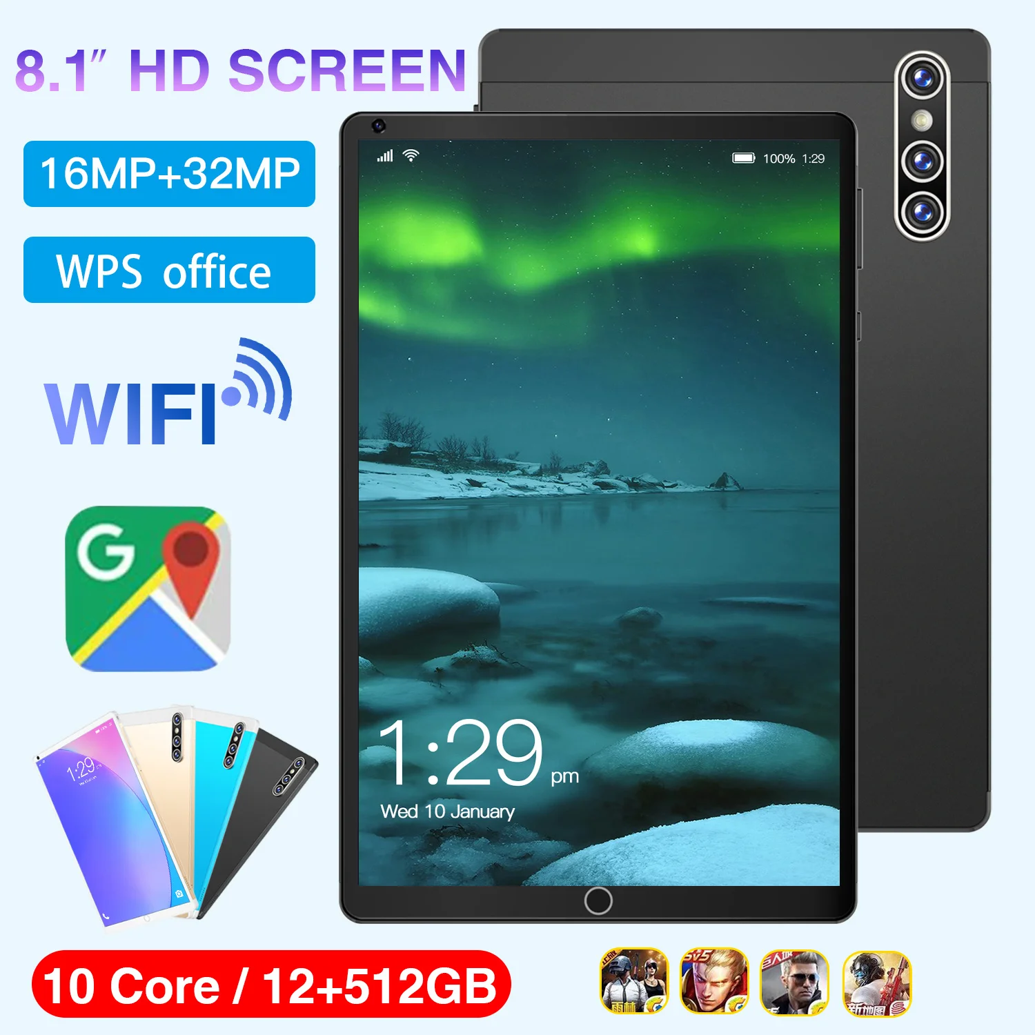 

New 8.1 Inch Tablet Pc Android 11.0 Tablets 12+512GB Deca Core Google Play WiFi Bluetooth 4G LTE 5G Phone Call GPS Tablet PC