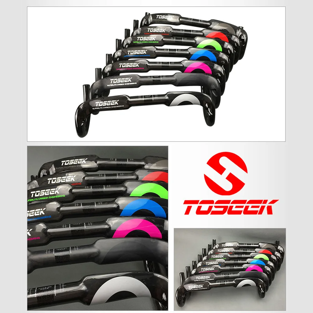 

TOSEEK Bike Handlebar Ultrallight Carbon Fiber Racing Bend Bicycle 400/420/440mm Lightweight T800 Carbon Fiber