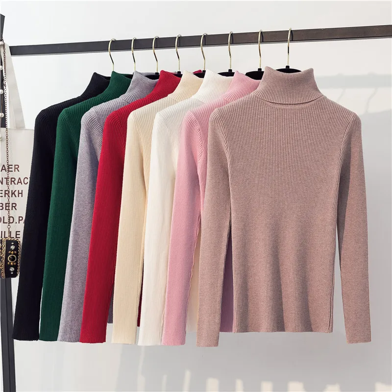 LUZUZI Autumn Winter Women's Sweaters Turtleneck Casual Soft polo-neck Knitted Jumper Fashion Slim Femme Elasticity Pullovers |