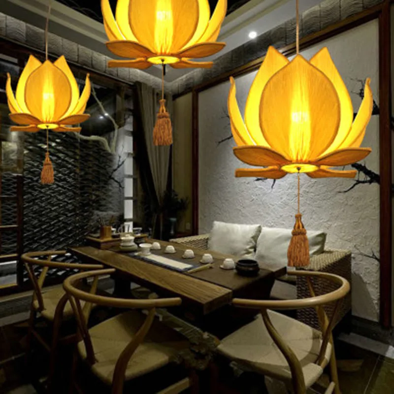Новый китайский тканевый Лотос светодиодный подвесной светильник Классическая