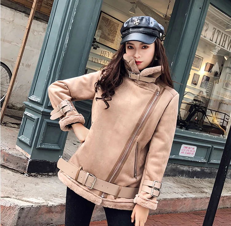 

Faux Fur Coat Women Winter Turn-down Collar Zipper Coat Wool Thick Warm Fur Plush Coat Women Fluffy Jacket Coat