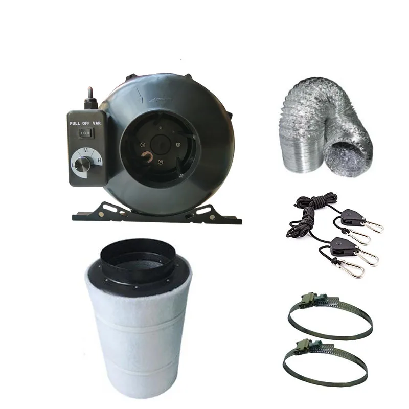 Dimmable Speed Set BEYLSION 100/125/150/200 мм центробежные вентиляторы и воздушный фильтр с активированным углем Ratchet огни подъемники Набор для выращивания Светоотражающие навесы - Испускаемый цвет: Dimmable Speed Set