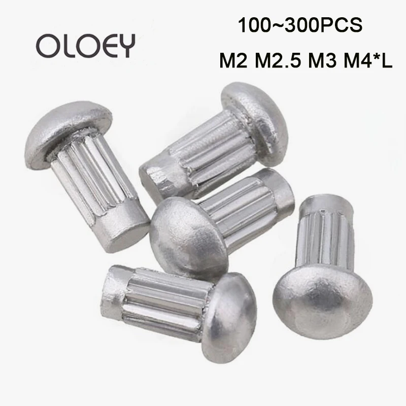 

100~300Pcs GB827 Excellent M2 M2.5 M3 M4*L Knurled Solid Aluminum Rivets For Name Plate B026 High Quality