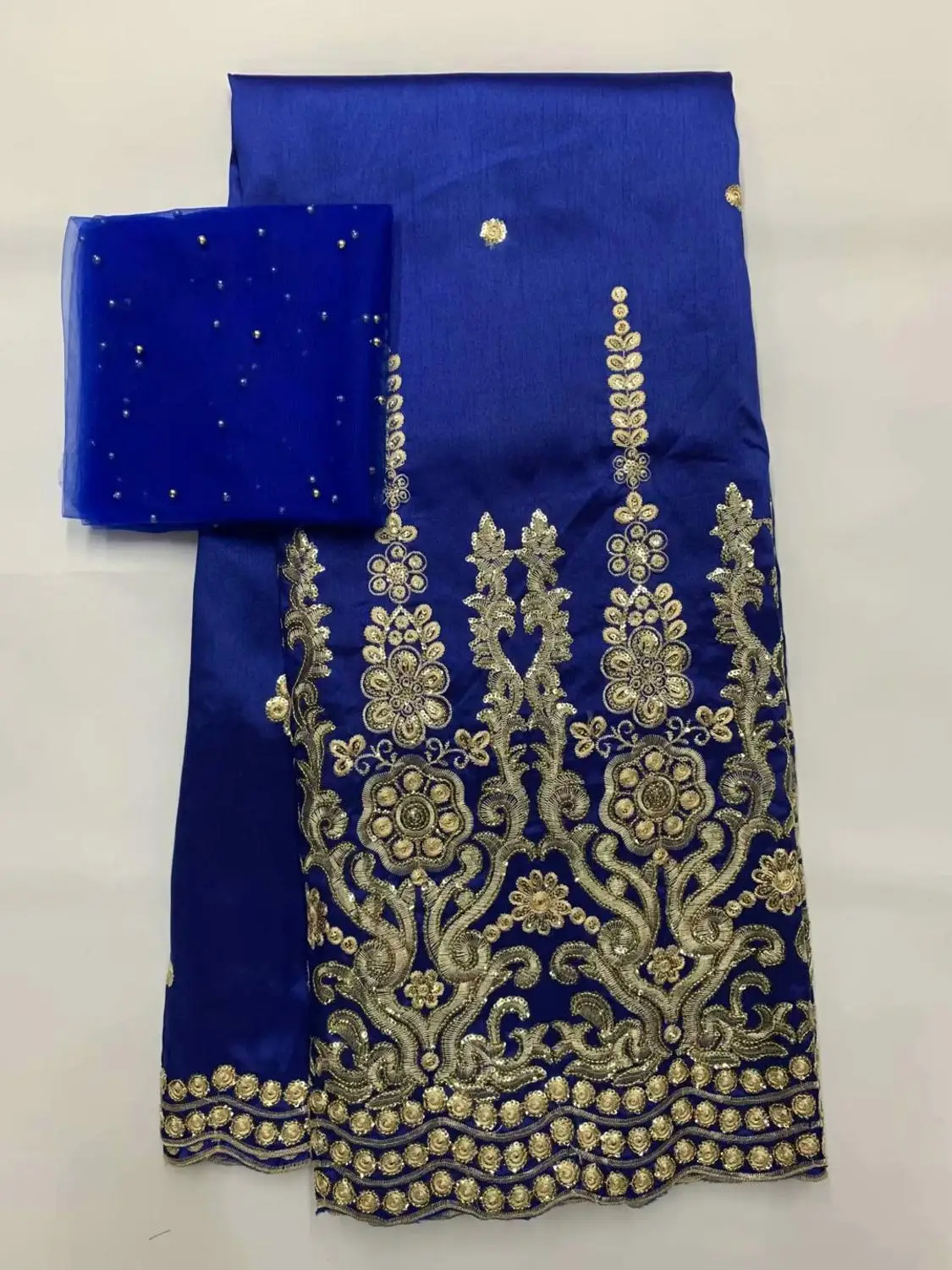 

Fushia George Fabric High Quality Indian Silk George Wrappers Embroidery Nigerian Lace Fabrics Set with Wedding Blouse FB8731