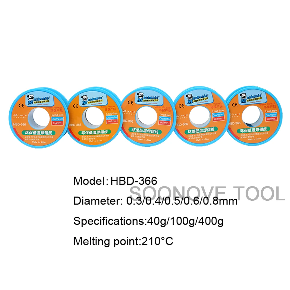 Паяльная проволока MECHANIC 400g 0 3/0 4/0 5/0 6/0 8 мм Sn42/Bi58 низкотемпературный бессвинцовый