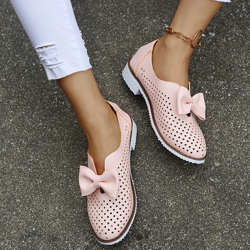 

Summer Sandals Bowknot Sneakers 2021 Spring New Hollow Out Breathable Slip On Casual Shoes Wedge Sneaker Female Vulcanized Shoes