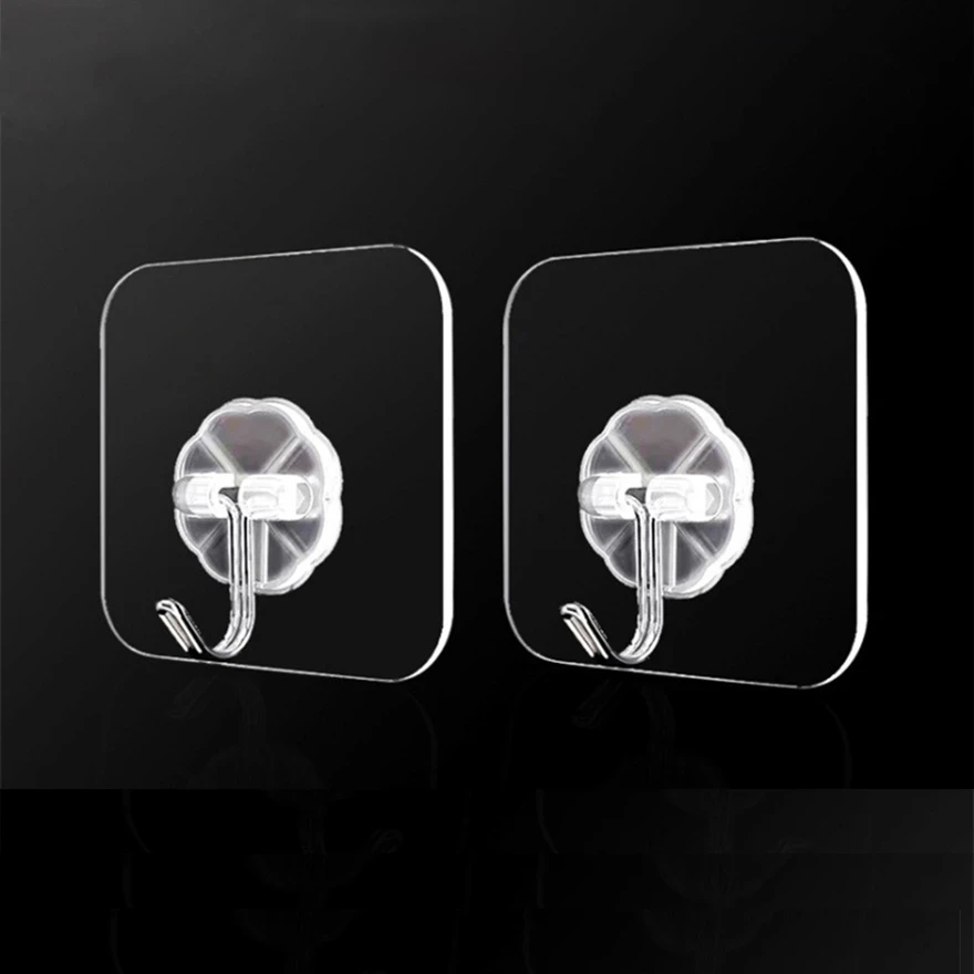 Прозрачный пластиковый крючок двусторонняя клейкая Пряжка многоцелевой