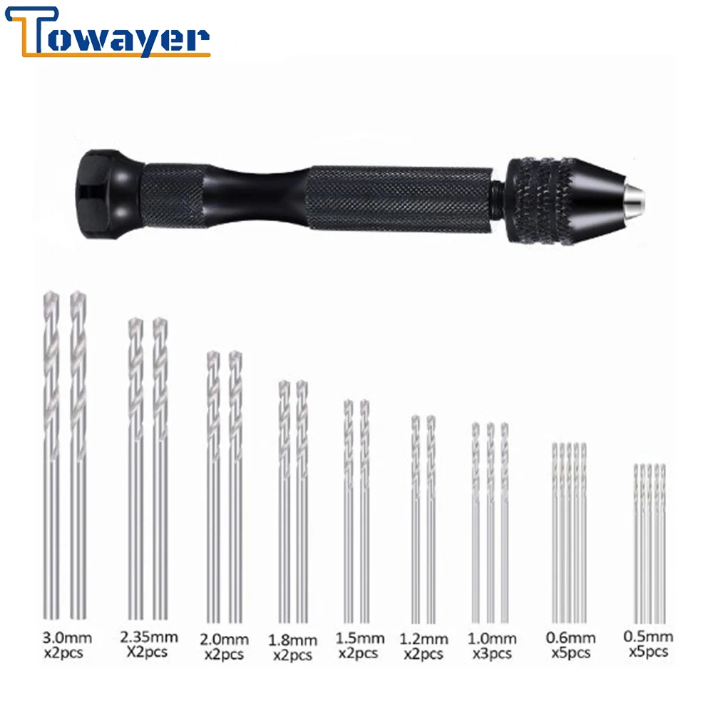 

25 шт. спиральные Деревообрабатывающие инструменты, мини-сверло с прямым хвостовиком, маленькое сверло, 0,5-3,0 мм, натуральный черный перфорир...