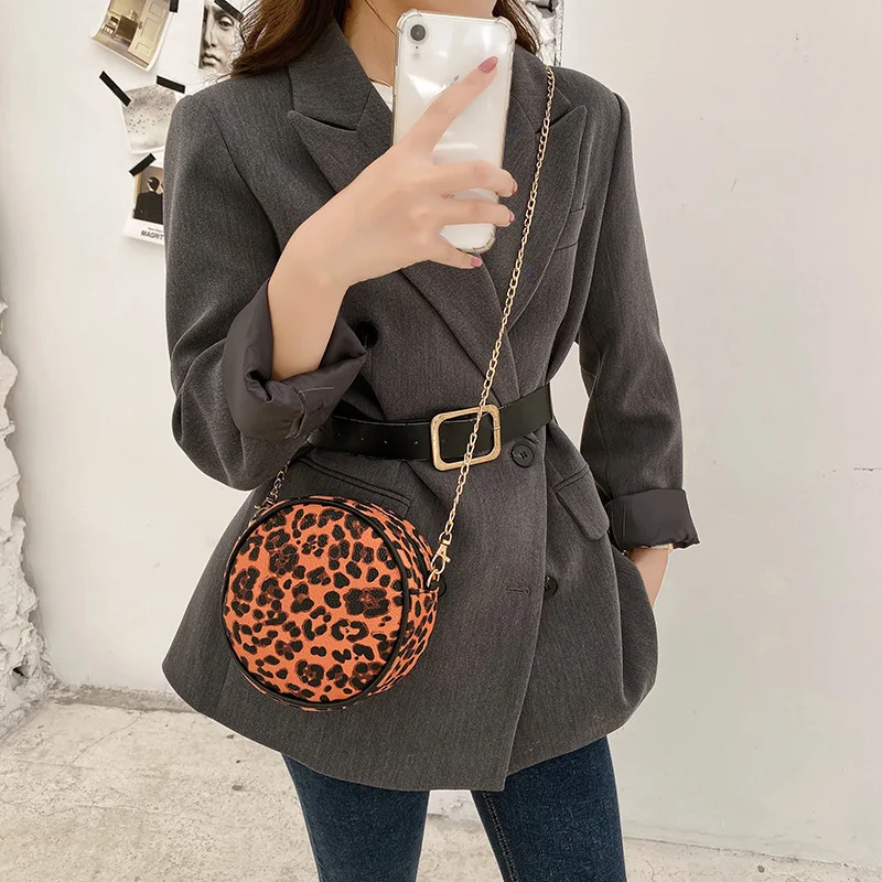 

Women Bag Leopard Print Mini Small Round Bag New Messenger Shoulder Phone Bag