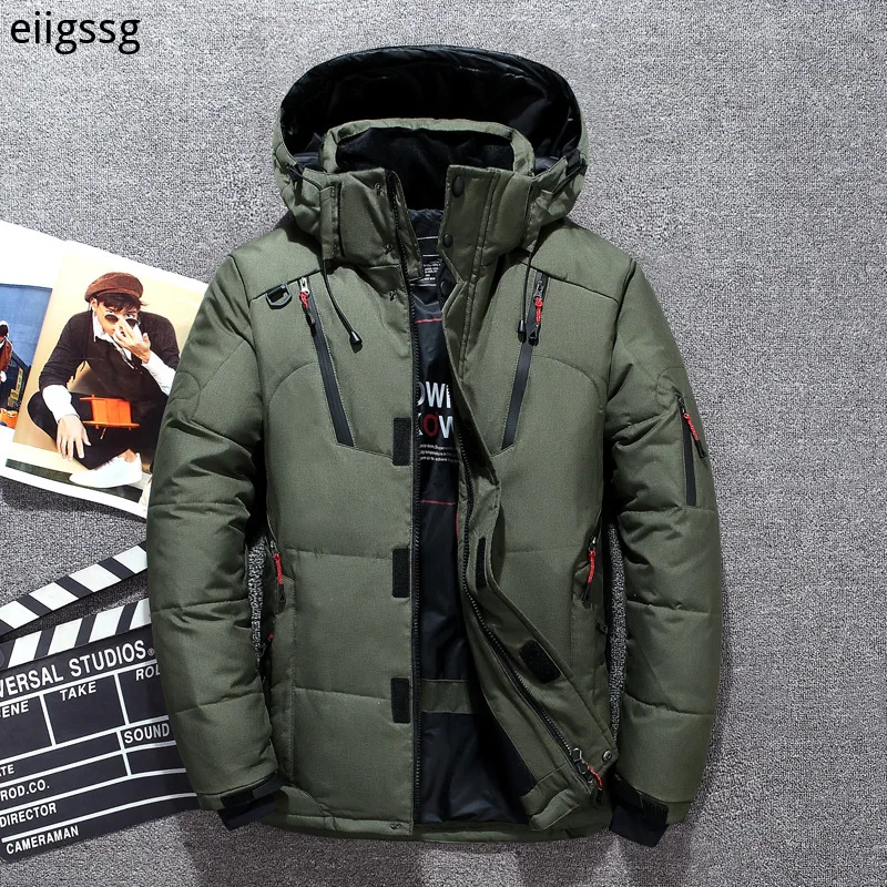 Down Parka Jacket Men -30 Degree Winter Thick Warm White Duck Down Jackets Hooded Windbreaker Parkas Hombre Coat Oversized M-4XL