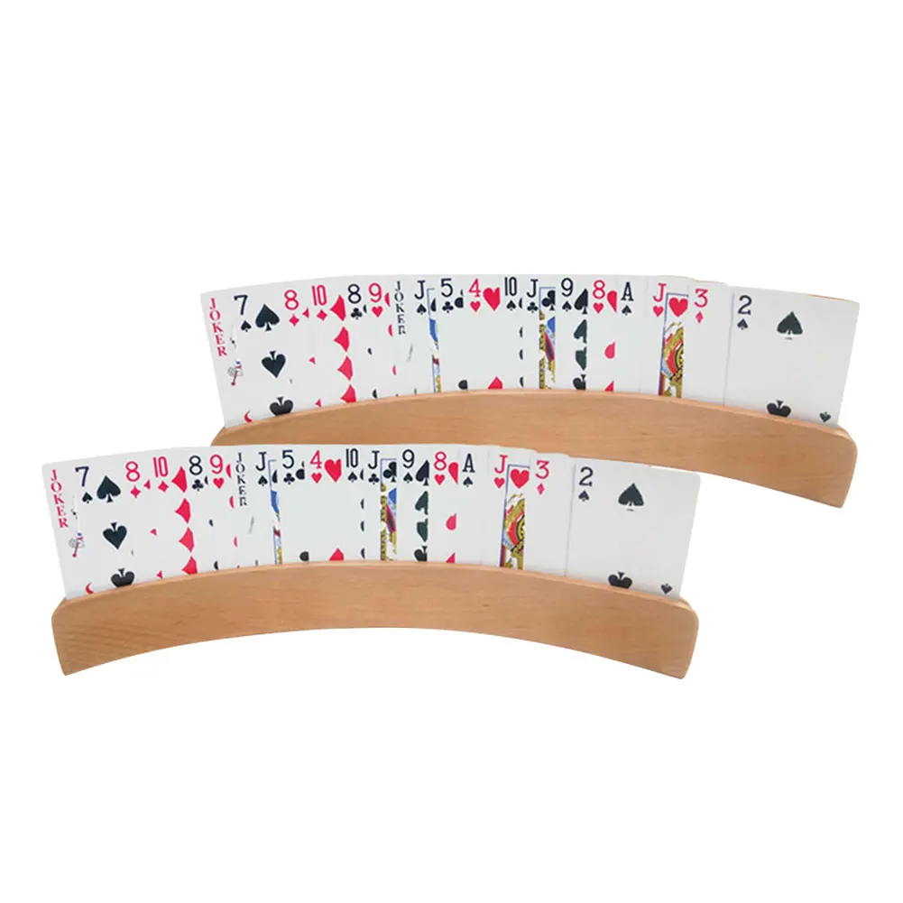 

2PCS/Set Wooden Arc Playing Cards Holder Curved Games Card Holder For Poker Cards Games