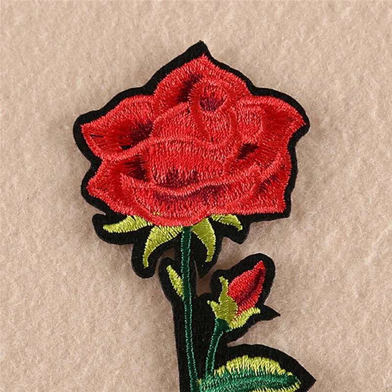 8 шт. вышивка красный цветок розы аппликация ткань DIY шитье и железо на