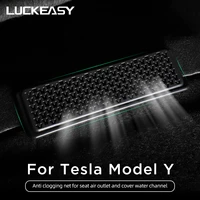 luckeasy car interior functional accessories for tesla model y seat air inlet protection cover front water guide anti clogging