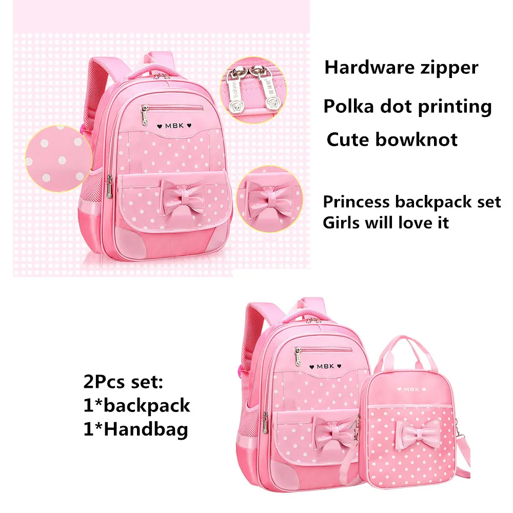 2 шт./компл. Детские рюкзаки принцессы школьные ранцы с бантом для девочек