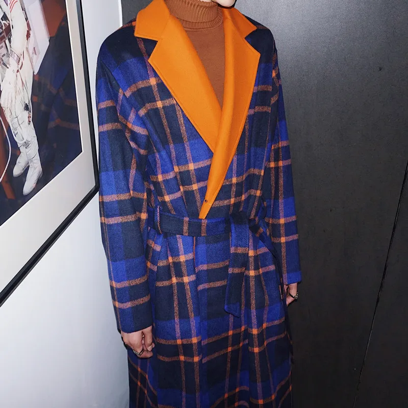 Мужской повседневный свободный шерстяной тренчкот в стиле ретро на осень и зиму