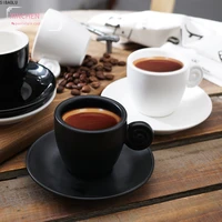 mini 90ml concise black white matte light bitter coffee mug set with tray italian espresso cappuccino taza cafe latte cup saucer