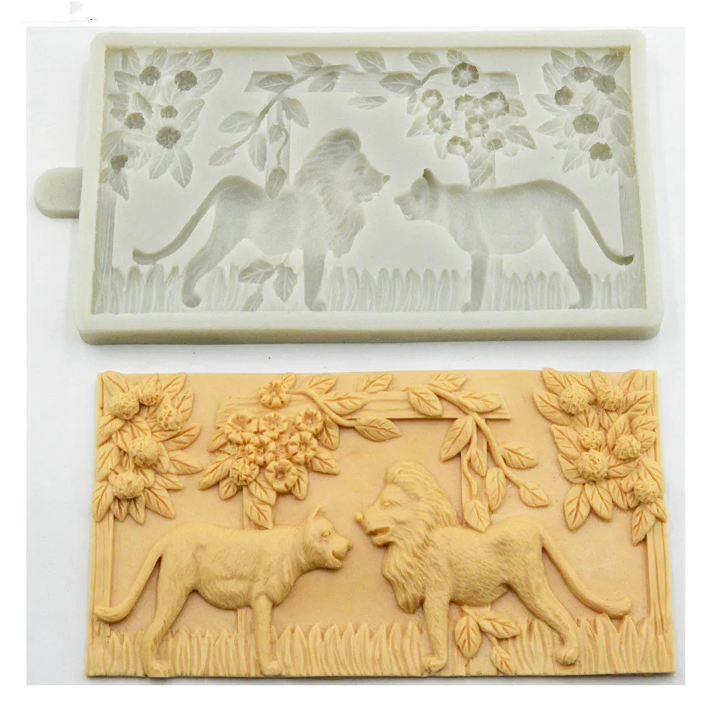 Cartoon Animal Fondant Cake Silicone Mold Lion Shape Peach Leaf Chocolate Decorating Tools | Дом и сад