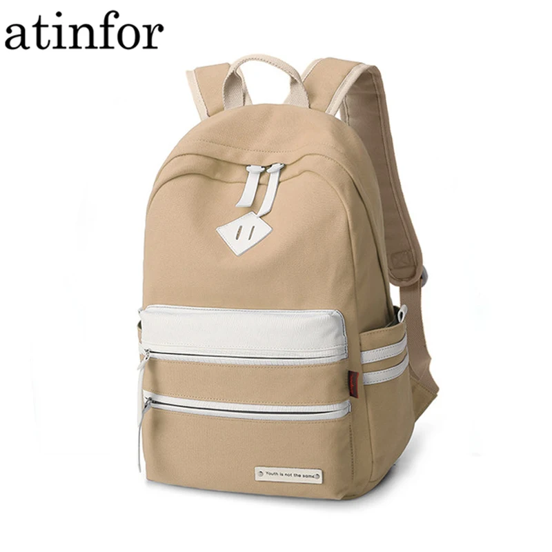 Брендовый однотонный корейский женский рюкзак atinfor, Холщовый школьный рюкзак для девочек-подростков, студенческий рюкзак с бахромой, Женский Повседневный Рюкзак