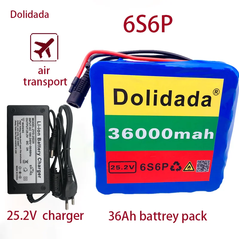 

Комплект литиевых батарей 6S6P 24 в 36 Ач 25,2 в, батареи для электрического мотора, велосипеда, электровелосипеда, электровелосипеда, скутера, кр...