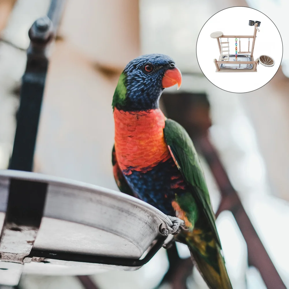 

1Set Parrot Playstand Bird Playground Wood Perch Gym Training Stand Bird Toys