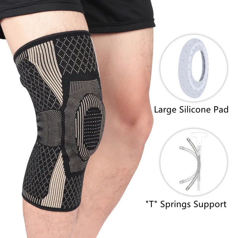 

1 Piece Sports Knee Sleeve Silicone Spring Strip Support Joint Knee Pads Pressure Strap Protection Men Women Anti-slip Kneepad