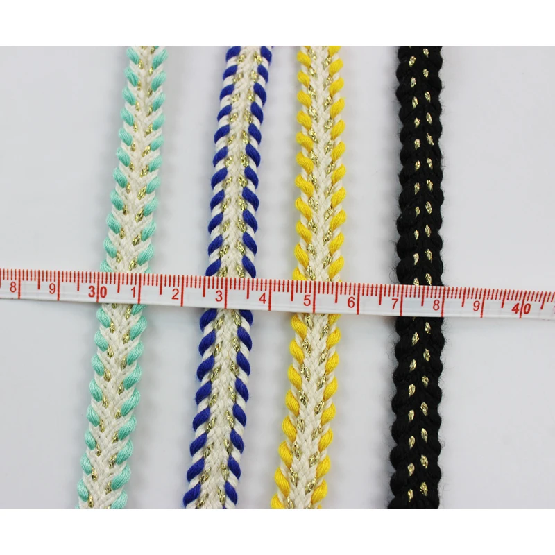 Плетеные шнуры длиной 1 см золотистые плетеные хлопковые шириной 10 мм аксессуары