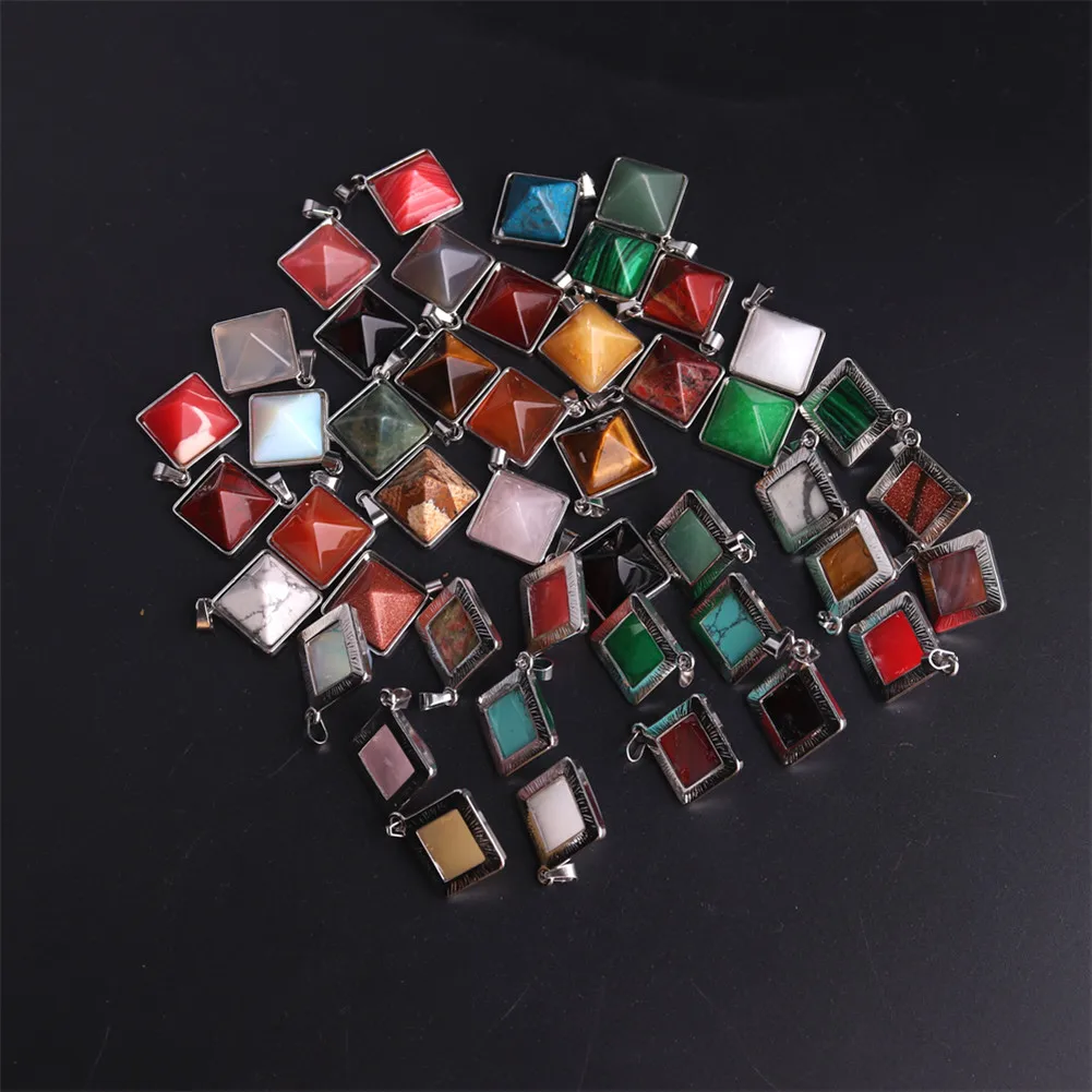

100pc Women Fashion Necklace Pendant For Jewelry Making Natural Stone Jaspers Crystal Pendants Reki Radiesthesia Amulet Pendulum