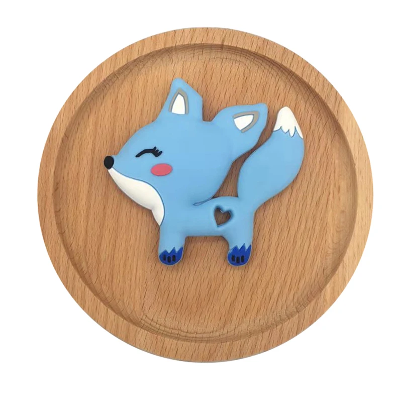 Силиконовый Прорезыватель для зубов с мультипликационным принтом Лиса ручной