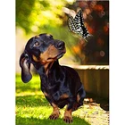 Камни в форме ромбакруглый 5d алмазная Painting-Dachshund-3d Вышивка крестом мозаика полное представление о Стразы Декор