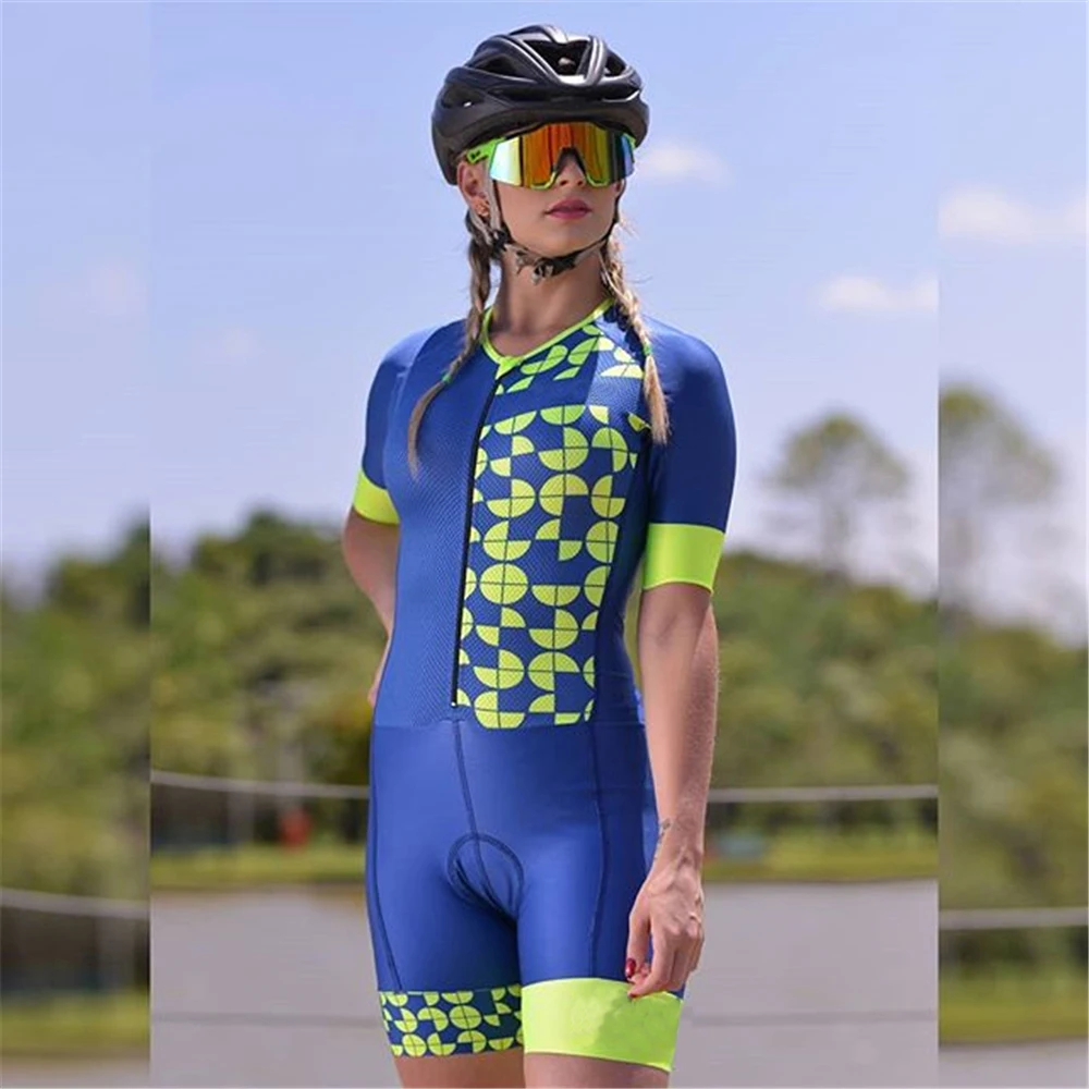 

summer new short-sleeved cycling jersey suit one-piece suit women's professional triathlon bicycle mountain bike Macaquinho
