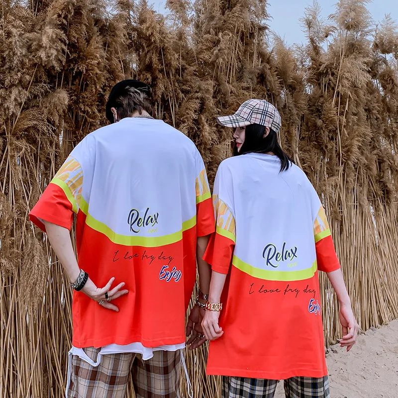 2020 Trendy Design French Fries Print Short Sleeve T-shirt Men Women Summer Couple Hip Hop Street Wear Oversized Top | Мужская одежда