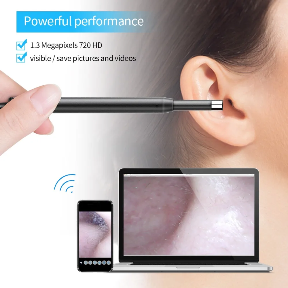 Мини ухо нос Otoscope медицинский WIFI эндоскоп камера 5 мм 2 м водонепроницаемый мягкий