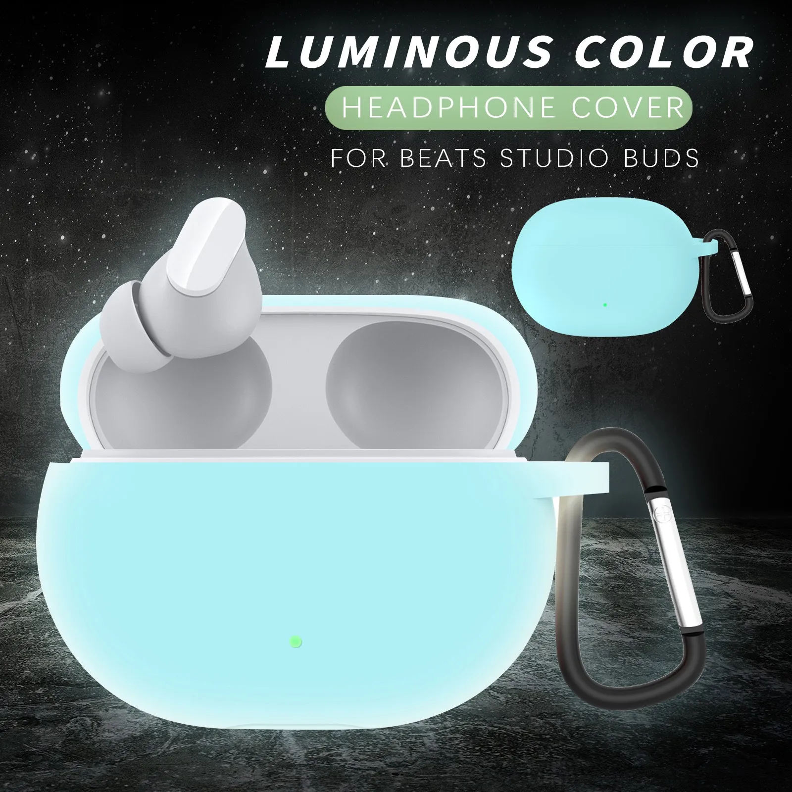 Чехол для защиты гарнитуры For Beats-Studio Buds совместимый с Bluetooth светится в темноте силиконовый чехол Luminous on.