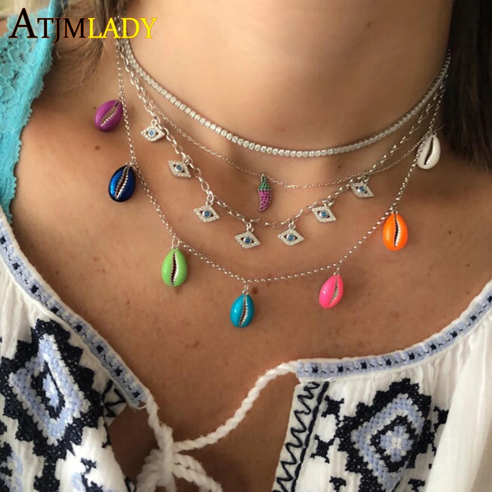 Летняя Модная бижутерия морская раковина кулон ожерелье золотой цвет конфета