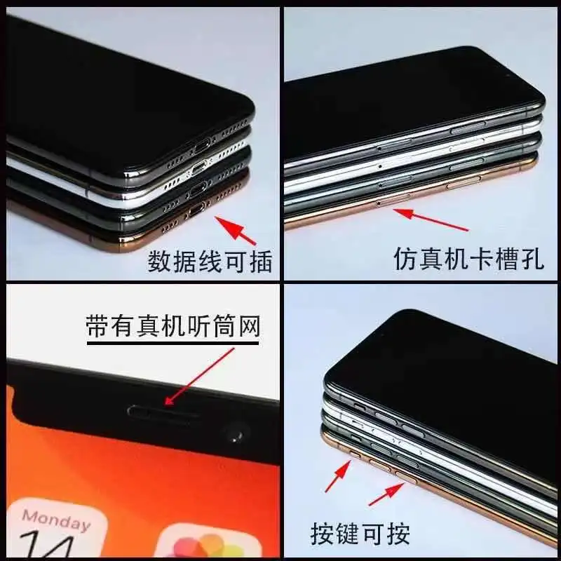 Non-Working 1:1 Black Screen Realistic Dummy for iPhone Xs Fake Cell Phone With Protection flim Prop Toy |