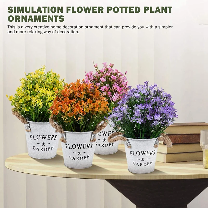 Искусственный цветок бонсая с Оловянным цветочным ведром 4 шт. подходит для