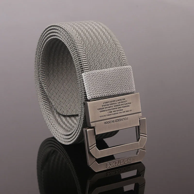 

High Quality Belt Men Nylon Canvas Belt Alloy Double Buckle Belt Army Tactical Selling Sport Weave Cowboy Pants