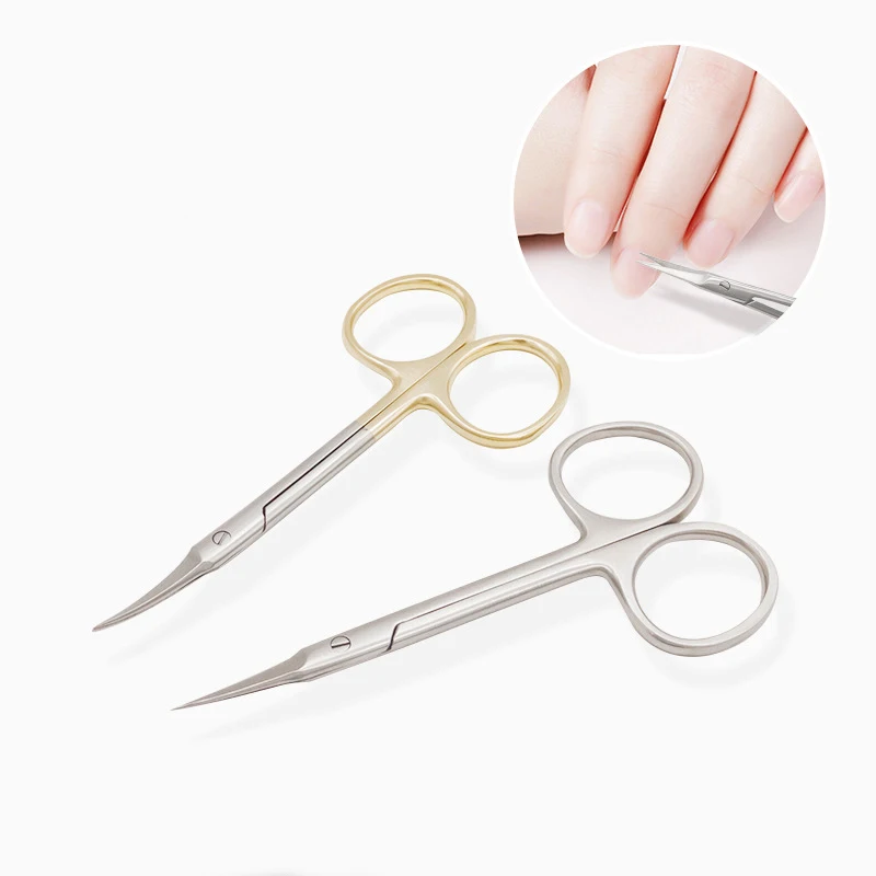 Profissional de Aço Removedor de Pele Russian Manicure Tesoura Curvada Ponta Inoxidável Morta Prego Clipper Salão Unhas Ferramentas