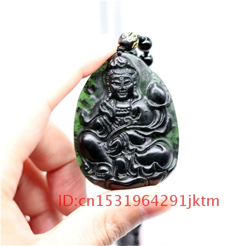 Для амулет Гуаньинь аксессуары Черный Шарм Зеленый Ожерелье нефрит Китайский