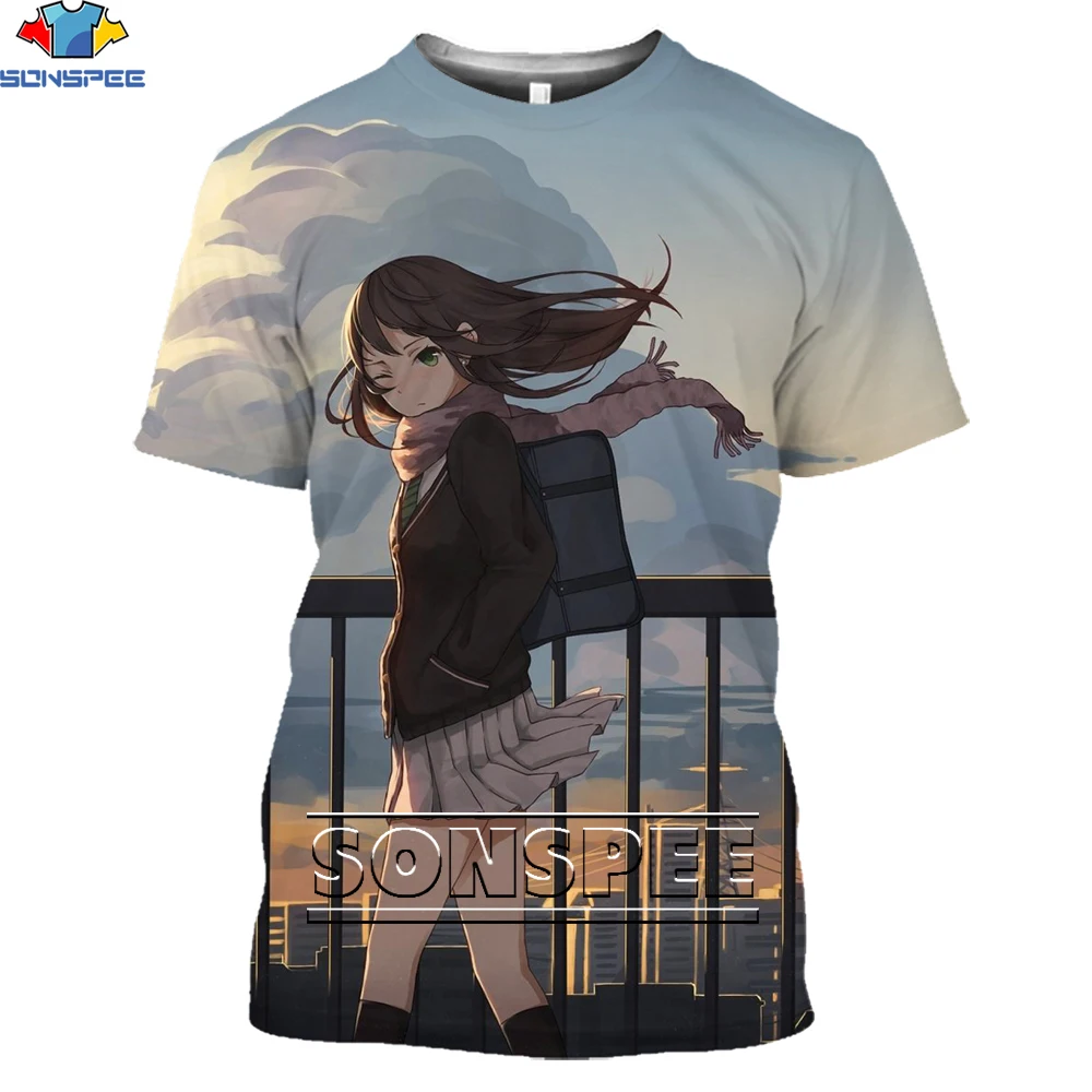 

SONSPEE Summer Idol Master 3D Cartoon Kawaii Cute Girl T-shirt Boys Girls Short Sleeve Casual Harajuku Street Loose Oversized T