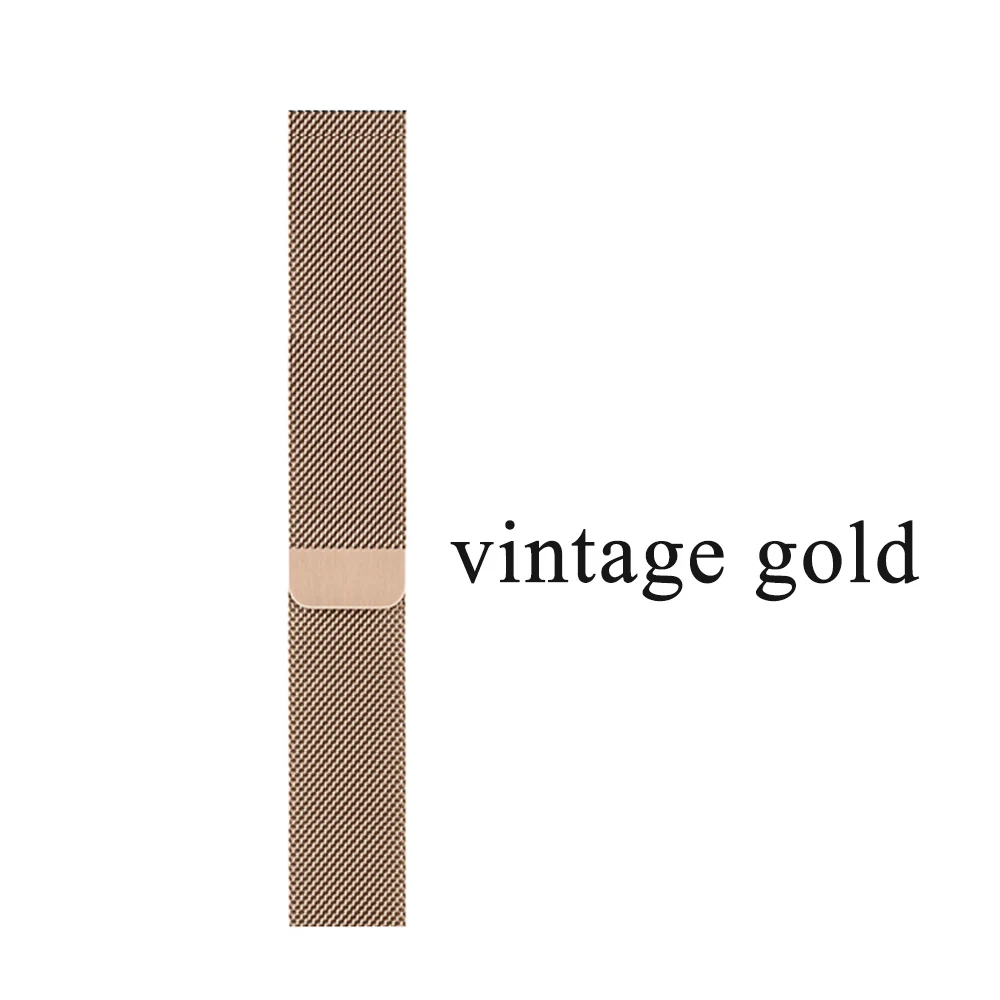 vintage gold Ремешок из нержавеющей стали для Apple watch 38 мм 42 мм Миланская петля браслет на магнитной застежке ремешок 40 мм 44 мм для iWatch серии 5 4 3 2 1 - Цвет ремешка: vintage gold