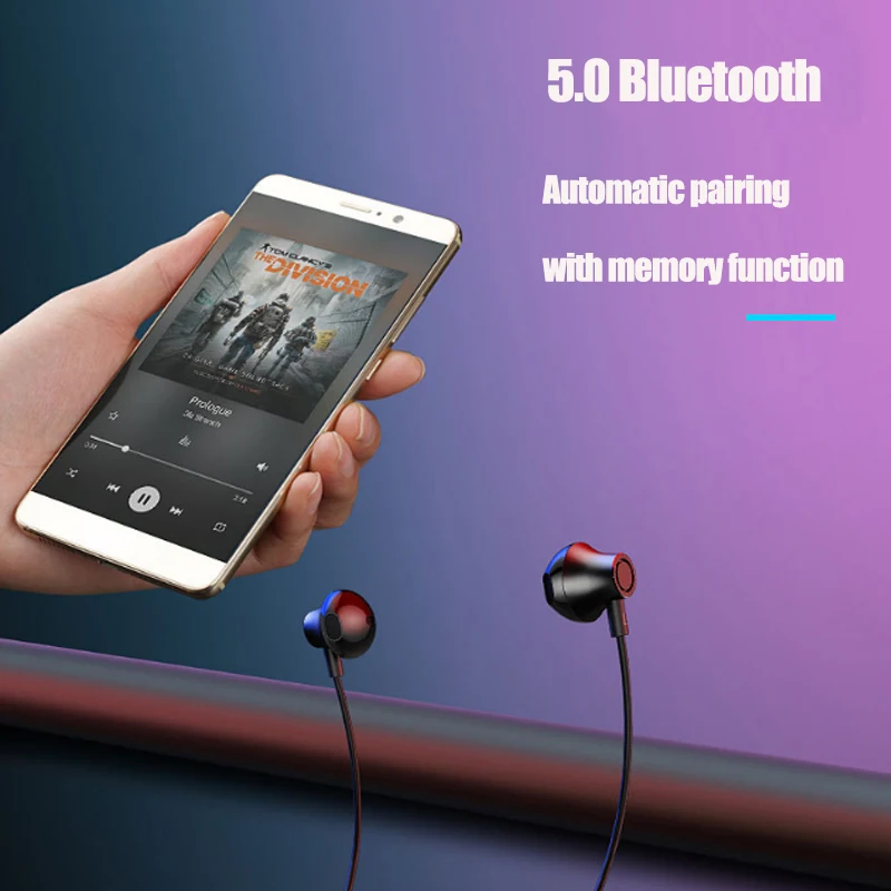 Беспроводной спортивные Магнитная гарнитура Шейная лямка крепится Bluetooth 5 0