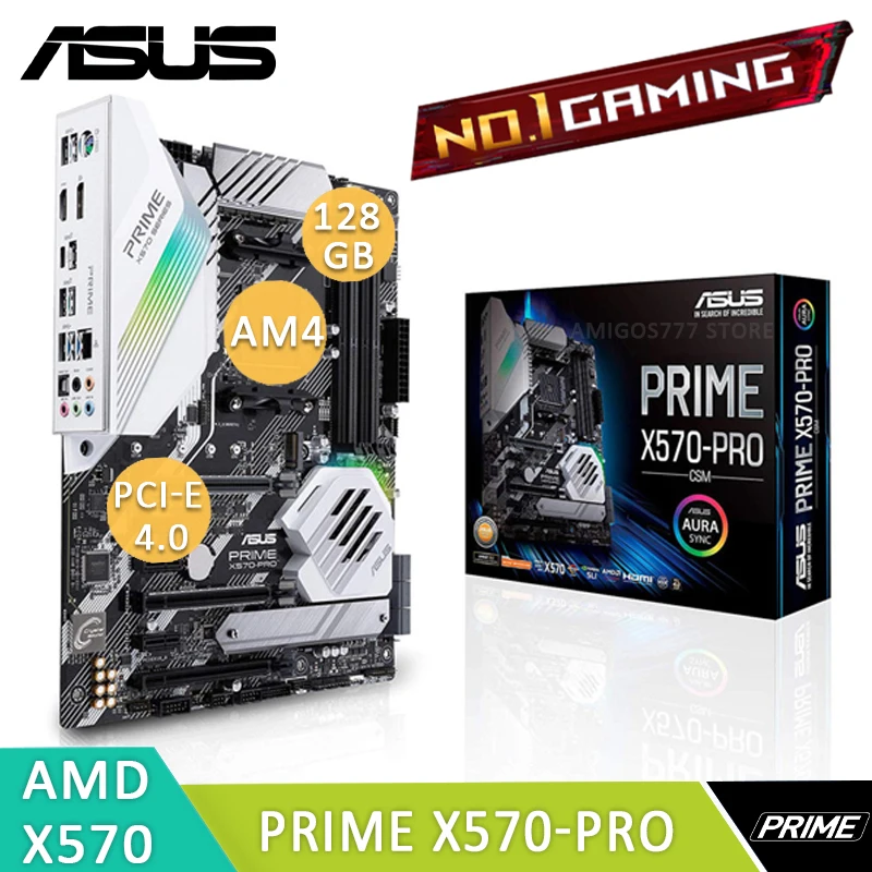 Günstig Asus PRIME X570-PRO Motherboard DDR4 128GB PCI-E 4,0 M.2 SSD RGB CrossFireX AMD Ryzen Desktop USB 3,2 AMD X570 Placa-Mãe AM4 ATX
