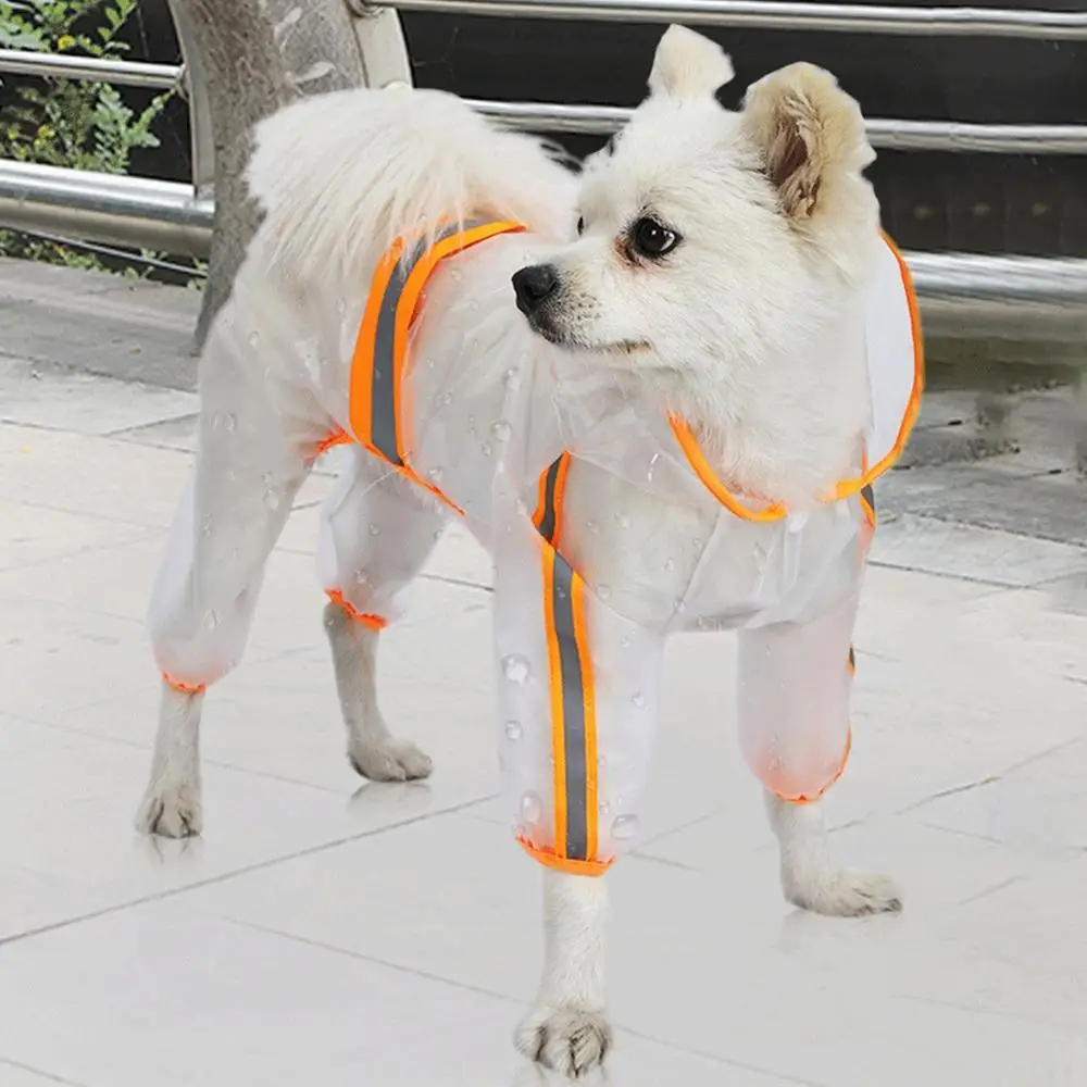

Pet Raincoat Puppy Four Feet Hooded Transparent Waterproof Rain Clothes Outdoor Dog PU Jackets Reflective Rain Coat