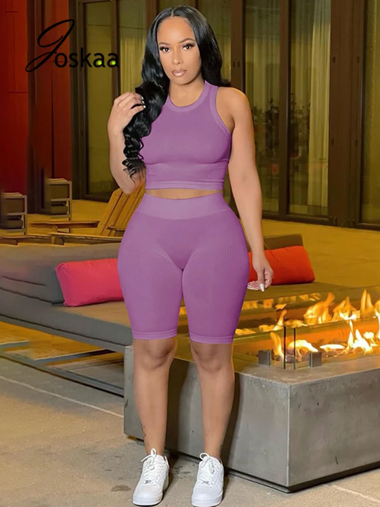 

Женский тренировочный костюм Joskaa из двух предметов, летний спортивный костюм без рукавов, Спортивная одежда для занятий спортом, 2021 спортив...