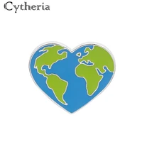 creative green earth heart unisex pins brooches fashion new label brooches accessories protect the earths ecology jewelry