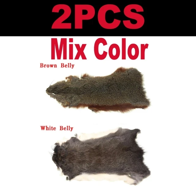 2pcs mix colors Цельная белка, кожа, муха, завязывание волос, мех, сырье, дубляжный материал 1 шт. для Zonkers стримеров Matukas или полосы Nymphs коричневый, белый - Цвет: 2pcs mix colors