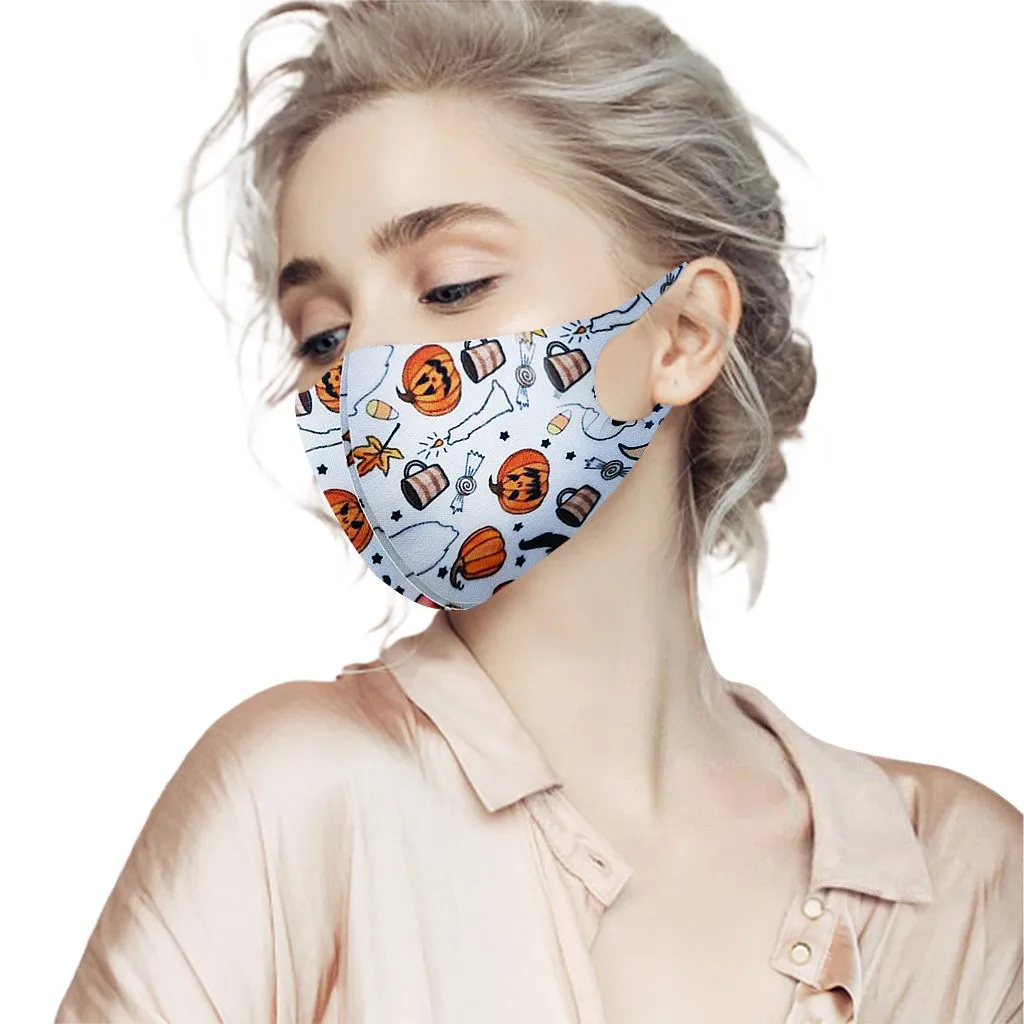 

Halloween Fabric Masks Print Unisex Cute Pm2.5 Outdoor Mouth Mask Washable Soft Reuse Face Mask Casual Face Mask Tapabocas d5